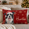 Custom Photo Woven Pillow - Personalized Christmas Birthday Gifts For Dog Cat Lovers, Dog Dad And Mom, Cat Owners - Furry Christmas Friends