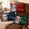 Custom Photo Woven Pillow - Personalized Christmas Birthday Gifts For Dog Cat Lovers, Dog Dad And Mom, Cat Owners - Furry Christmas Friends