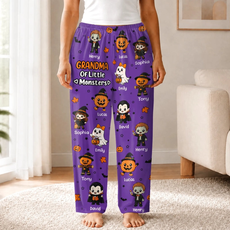 Custom Pajama Pants - Personalized Halloween Gifts For Grandma, Grandpa - Spoiling My Little Monsters
