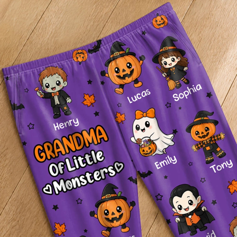 Custom Pajama Pants - Personalized Halloween Gifts For Grandma, Grandpa - Spoiling My Little Monsters