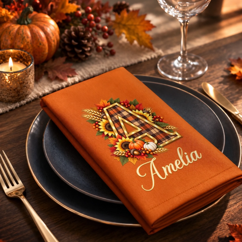 Custom Cotton Napkin - Personalized Birthday Gifts For Mom, Dad, Brother, Sister - Warm Fall Wishes To All