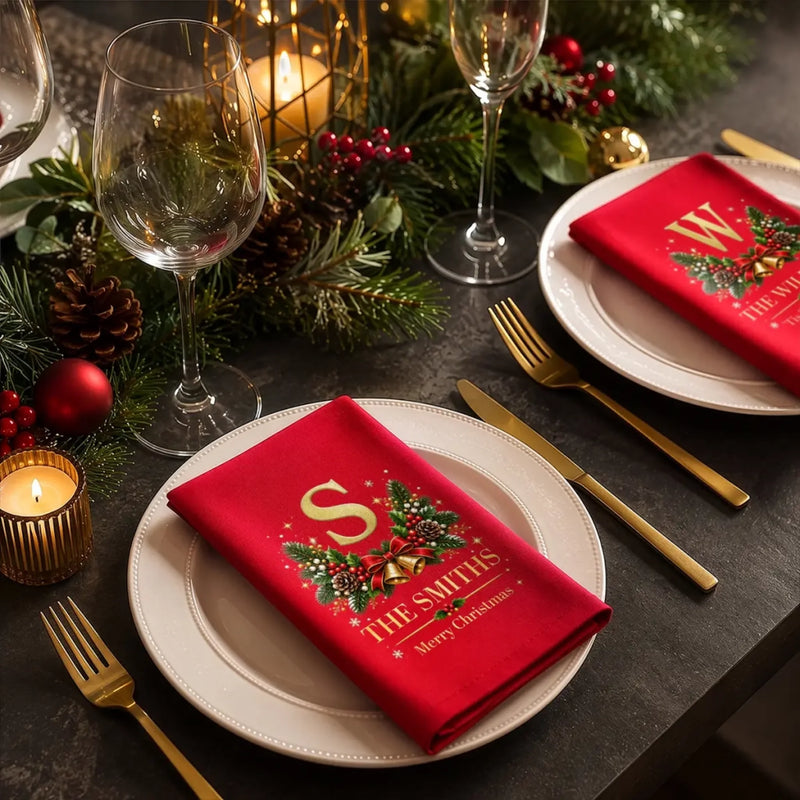 Custom Cotton Napkin - Personalized Christmas Birthday Gifts For Mom, Dad, Brother, Sister - Aesthetic Christmas Era