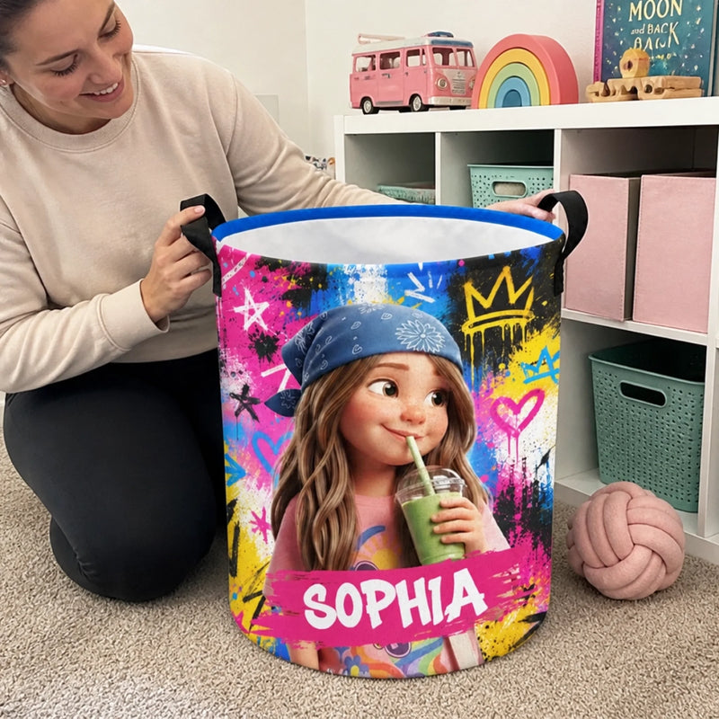 Custom Photo Laundry Basket - Personalized Birthday Gifts For Kids - Born To Stand Out Always