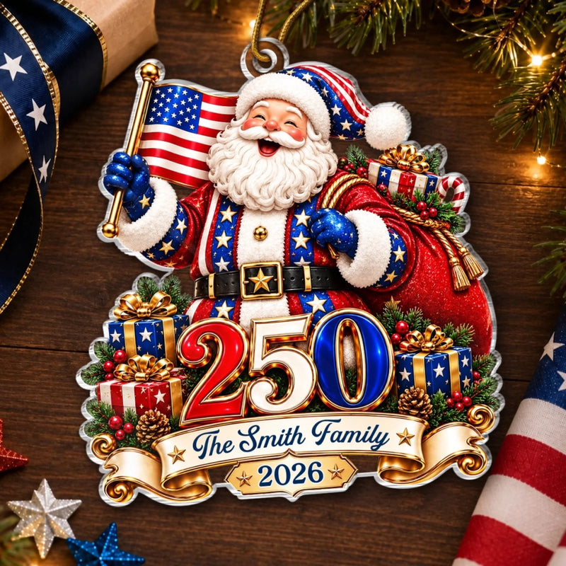 Custom Acrylic Ornament - Personalized America 250th Anniversary Christmas Gifts For Mom, Dad, Brother, Sister - Generations Gather Here