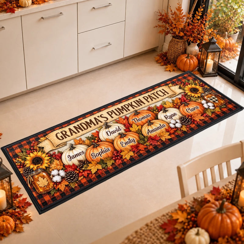 Custom Pumpkin Runner Rug - Personalized Birthday Gifts For Mom, Dad, Brother, Sister - Home Filled With Fall Blessings