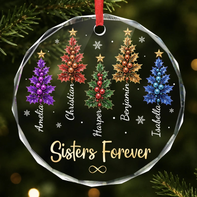 Custom Circle Glass Ornament - Personalized Best Friend Christmas Birthday Gifts For Women, Besties, Sisters, BFF - Together Makes Christmas Sweeter