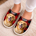 Custom Photo Flat Scuff Slippers - Personalized Christmas Birthday Gifts For Dog Cat Lovers, Dog Dad And Mom, Cat Owners - Happiness Is A Wagging Tail