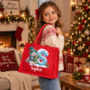 Custom Snowman Burlap Tote Bag - Personalized Christmas Birthday Gifts For Mom, Dad, Brother, Sister - Our Hearts Glow Brighter Together