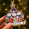 Custom Snowman Premium 3D Ornament - Personalized America 250th Anniversary Christmas Gifts For Mom, Dad, Brother, Sister - United In Holiday Cheer