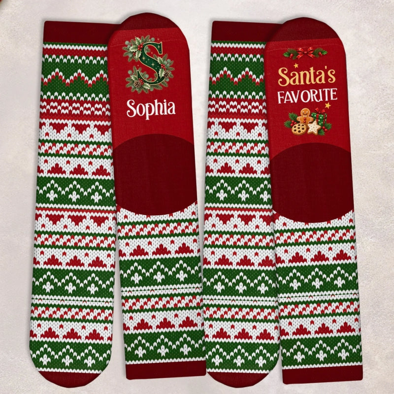 Custom Crew Socks - Personalized Christmas Birthday Gifts For Mom, Dad, Brother, Sister - Sleigh All Day