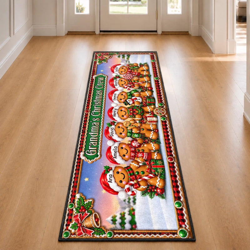 Custom Gingerbread Runner Rug - Personalized Christmas Birthday Gifts For Grandma, Grandpa -  Cozy Season With Family