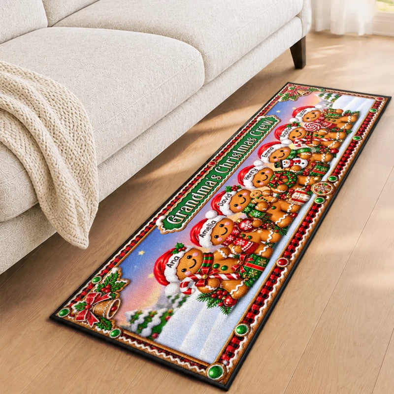 Custom Gingerbread Runner Rug - Personalized Christmas Birthday Gifts For Grandma, Grandpa -  Cozy Season With Family