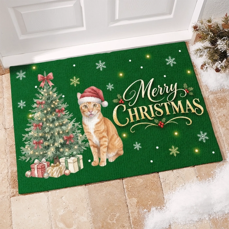 Custom Photo Home Decor Decorative Mat - Personalized  Christmas Birthday Gifts For Dog Cat Lovers, Dog Dad And Mom, Cat Owners - Happiness Has Paws