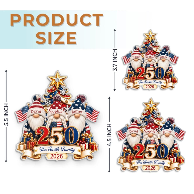 Custom Acrylic Ornament - Personalized America 250th Anniversary Christmas Gifts For Mom, Dad, Brother, Sister - Cherishing Every Family Moment