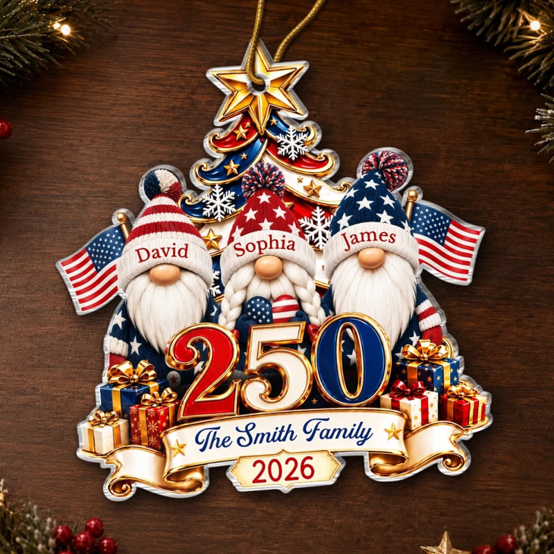 Custom Acrylic Ornament - Personalized America 250th Anniversary Christmas Gifts For Mom, Dad, Brother, Sister - Cherishing Every Family Moment