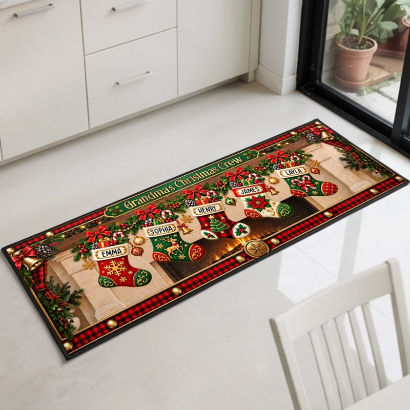 Custom Stocking Runner Rug - Personalized Christmas Birthday Gifts For Grandma, Grandpa - Stockings Full Of Love