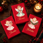 Custom Christmas Angel Cotton Napkin - Personalized Christmas Birthday Gifts For Mom, Dad, Brother, Sister - Peace, Love & Blessings