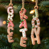 Custom Gingerbread Letter Wooden Ornament - Personalized Christmas Birthday Gifts For Mom, Dad, Brother, Sister, Kids - Our Comfort Zone Our Chaos