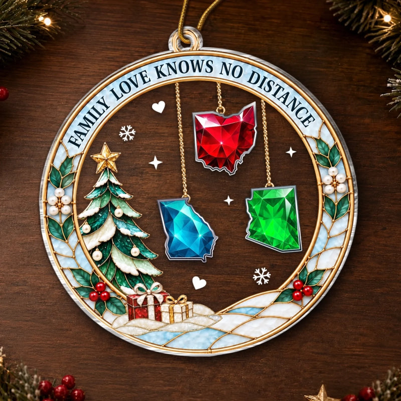 Custom Long Distance Acrylic Ornament - Personalized Christmas Birthday Gifts For Mom, Dad, Brother, Sister - Together In Heart Every Day