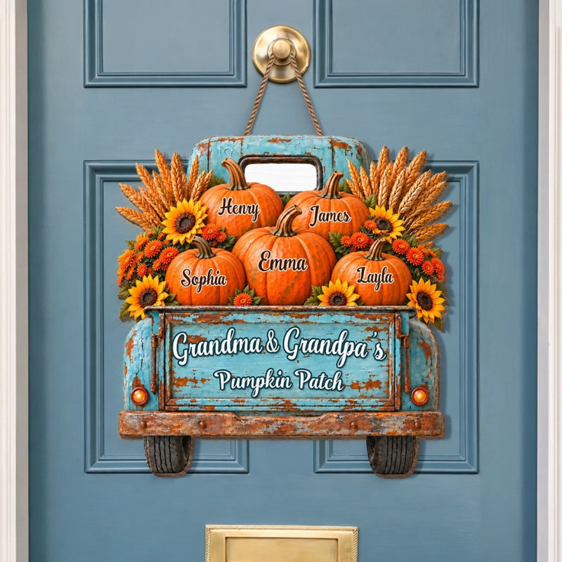 Custom Pumpkin Wood Sign - Personalized Birthday Gifts For Grandma, Grandpa - Fall Is Better Together