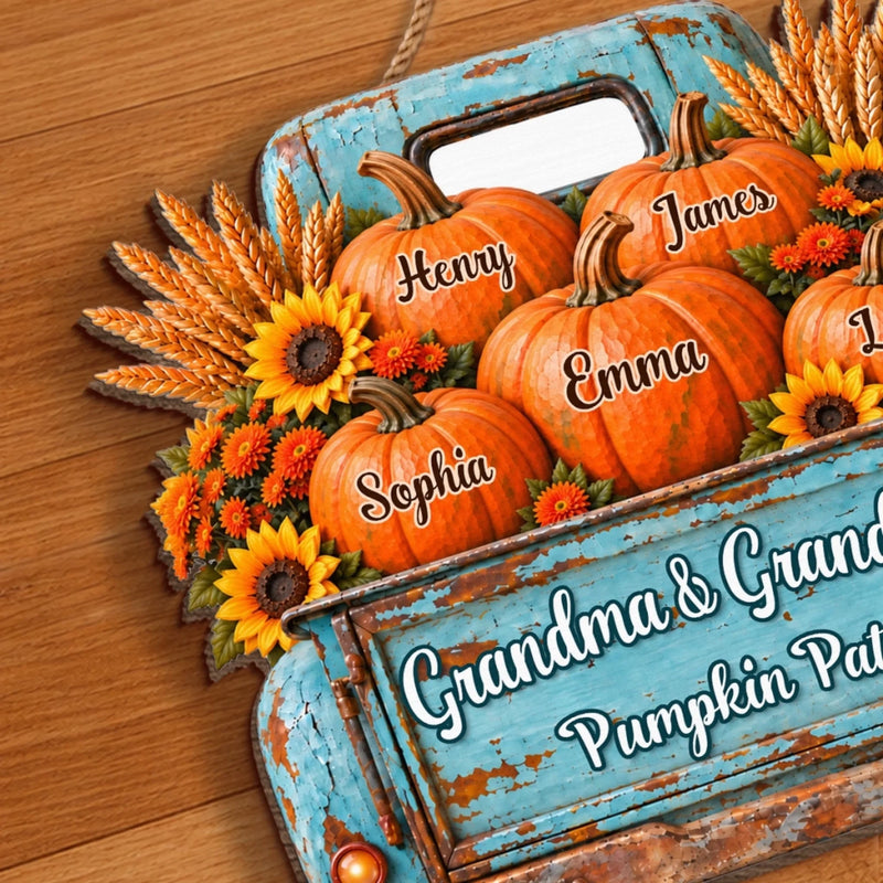 Custom Pumpkin Wood Sign - Personalized Birthday Gifts For Grandma, Grandpa - Fall Is Better Together