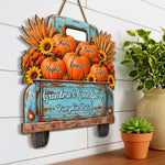 Custom Pumpkin Wood Sign - Personalized Birthday Gifts For Grandma, Grandpa - Fall Is Better Together