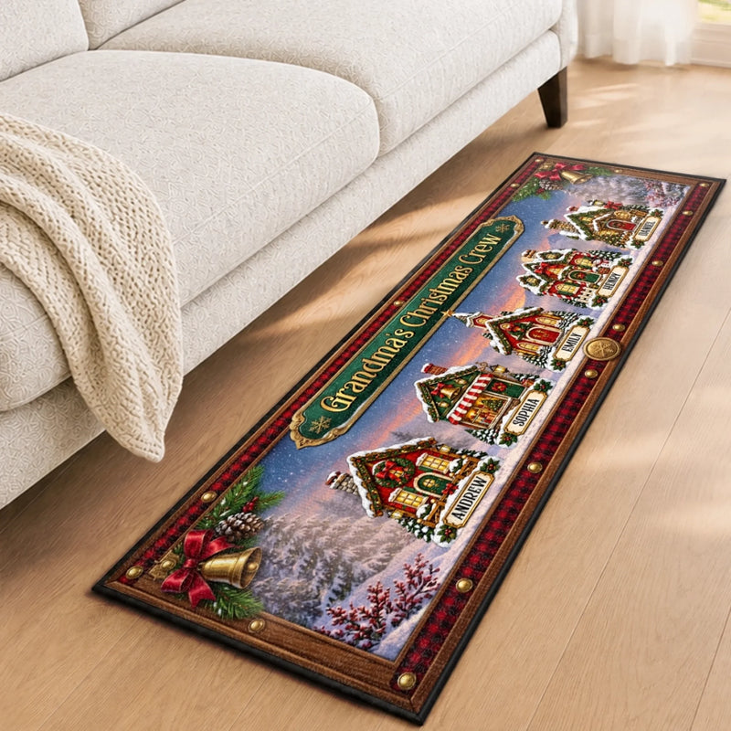 Custom Runner Rug - Personalized Christmas Birthday Gifts For Grandma, Grandpa - Merry, Bright And Home