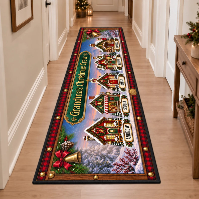 Custom Runner Rug - Personalized Christmas Birthday Gifts For Grandma, Grandpa - Merry, Bright And Home