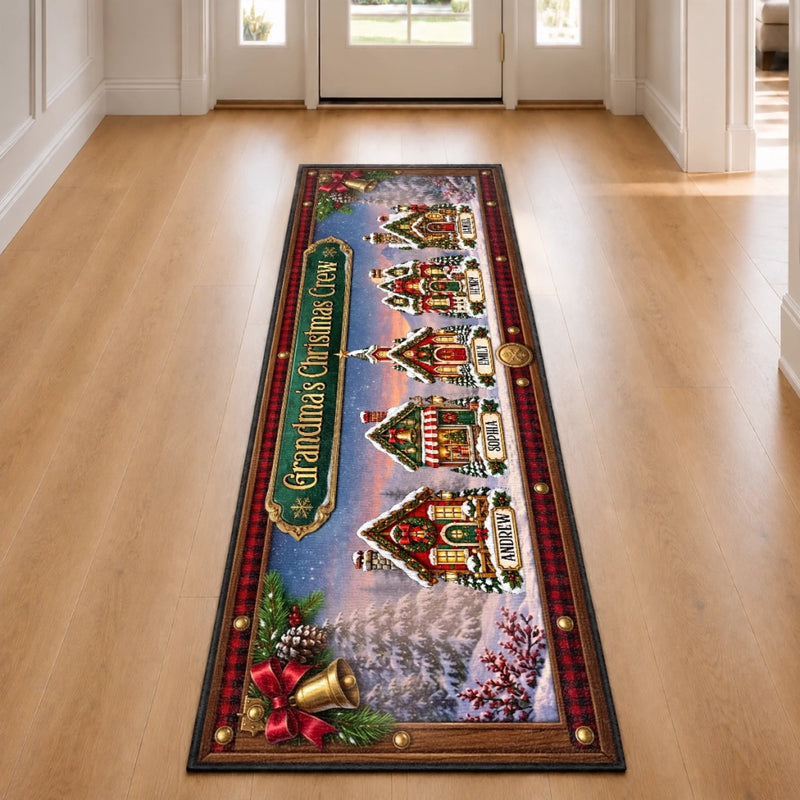 Custom Runner Rug - Personalized Christmas Birthday Gifts For Grandma, Grandpa - Merry, Bright And Home