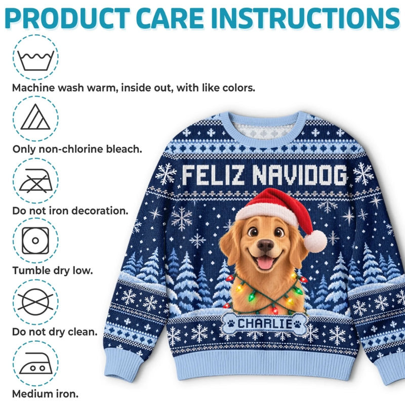 Custom Photo Ugly Sweatshirt - Personalized Christmas Birthday Gifts For Dog Cat Lovers, Dog Dad And Mom, Cat Owners - Jingle Paws All The Way