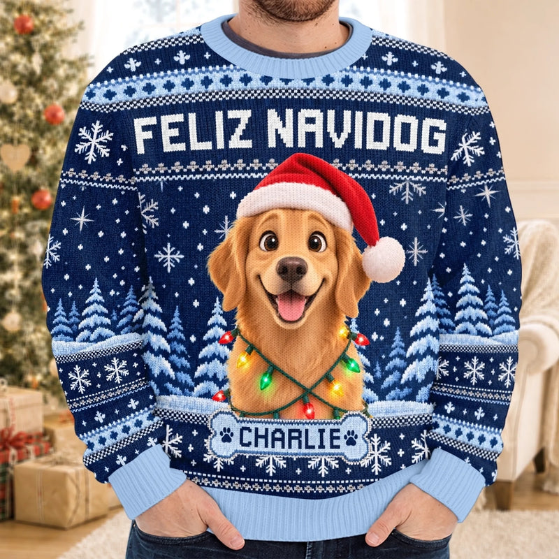 Custom Photo Ugly Sweatshirt - Personalized Christmas Birthday Gifts For Dog Cat Lovers, Dog Dad And Mom, Cat Owners - Jingle Paws All The Way