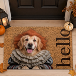 Custom Pet Photo Halloween Clown Dog Decor - Personalized Doormat