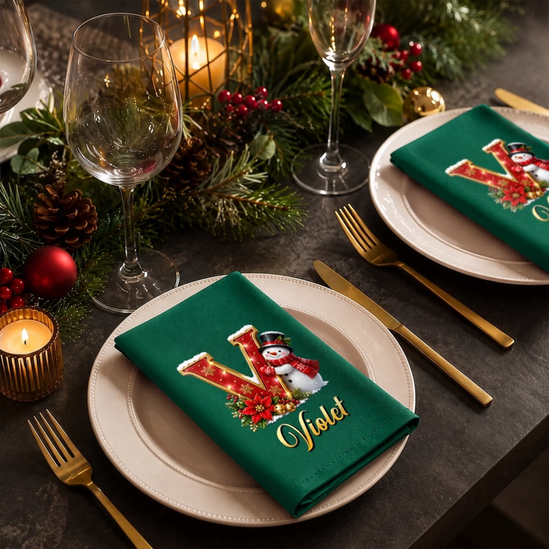 Custom Snowman Cotton Napkin - Personalized Christmas Birthday Gifts For Mom, Dad, Brother, Sister - Sparkle Shine Celebrate copy