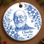 Custom Photo Ceramic Ornament - Personalized Christmas Memorial Sympathy Gifts For Loss Of Mom, Dad - Your Memory Lives On Forever