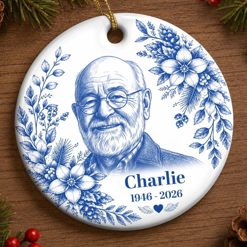 Custom Photo Ceramic Ornament - Personalized Christmas Memorial Sympathy Gifts For Loss Of Mom, Dad - Your Memory Lives On Forever