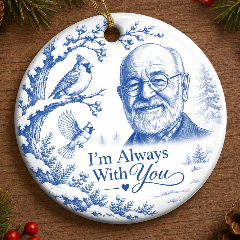 Custom Photo Ceramic Ornament - Personalized Christmas Memorial Sympathy Gifts For Loss Of Mom, Dad - Peaceful Hearts Living In Love