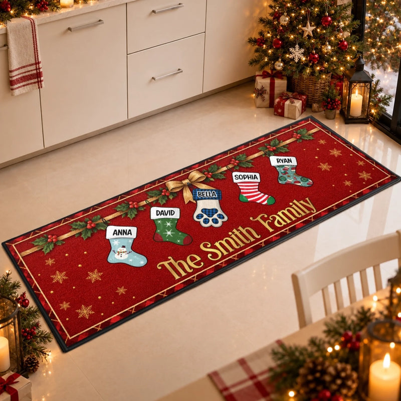 Custom Stocking Runner Rug - Personalized Christmas Birthday Gifts For Mom, Dad, Brother, Sister - Home Filled With Sweet Memories
