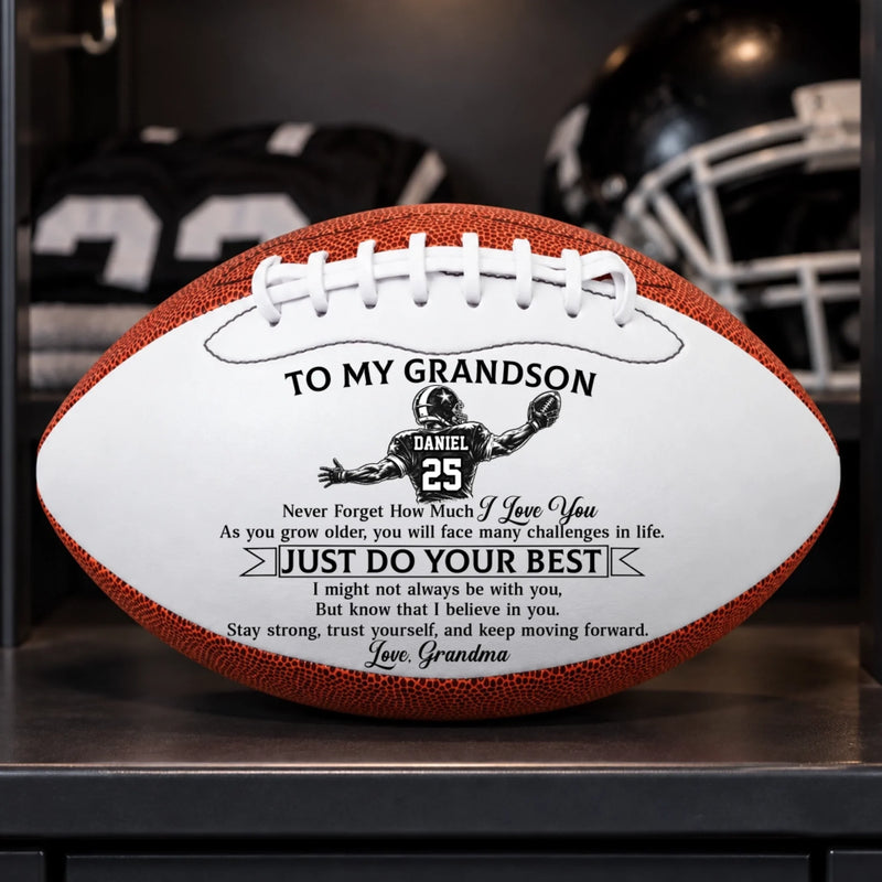 Custom Leather Football - Personalized Birthday Gifts For Son, Grandson, America Football Lovers, Sports Fans, Sports Lovers - Made For Game Day