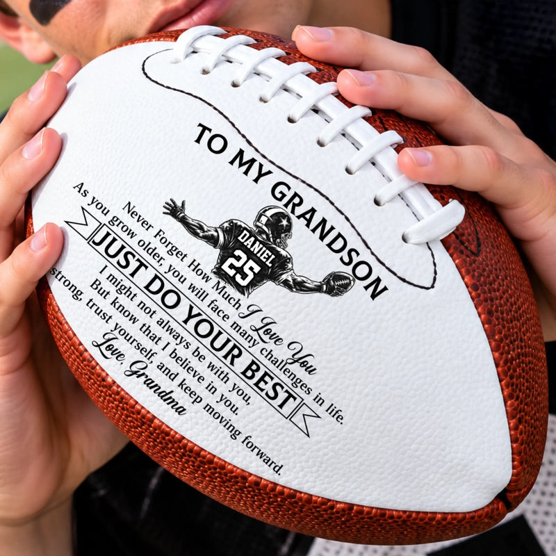 Custom Leather Football - Personalized Birthday Gifts For Son, Grandson, America Football Lovers, Sports Fans, Sports Lovers - Made For Game Day
