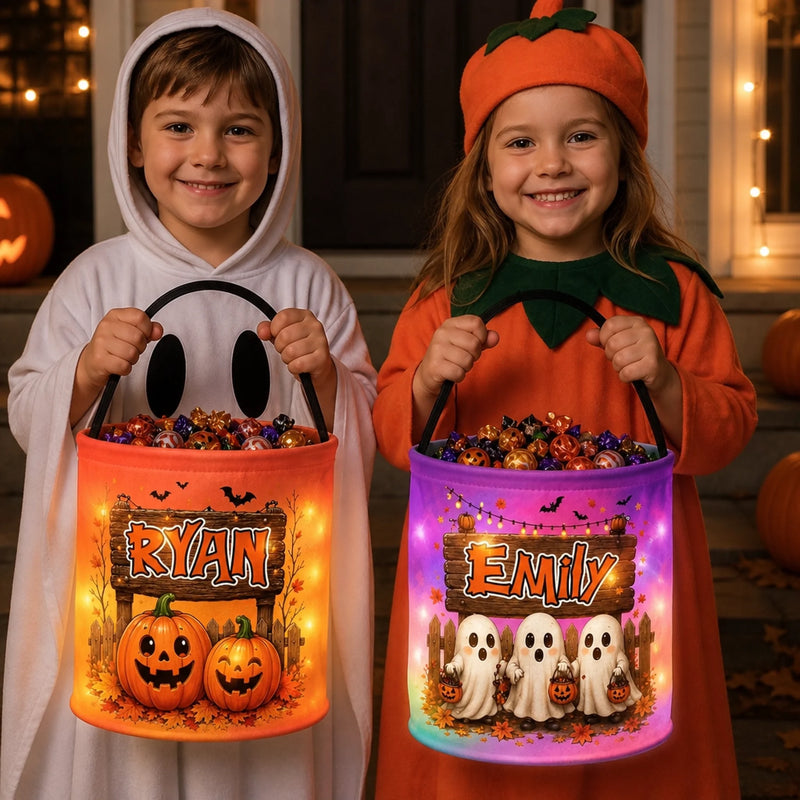 Custom LED Light Bucket Bag - Personalized Halloween Birthday Gifts For Kids - Halloween Magic Starts Here