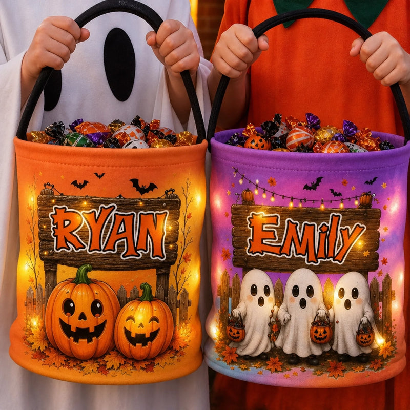 Custom LED Light Bucket Bag - Personalized Halloween Birthday Gifts For Kids - Halloween Magic Starts Here