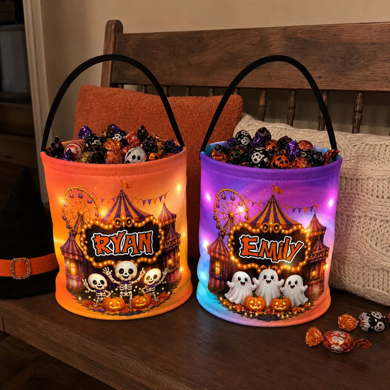 Custom LED Light Bucket Bag - Personalized Halloween Birthday Gifts For Kids - A Little Boo For You