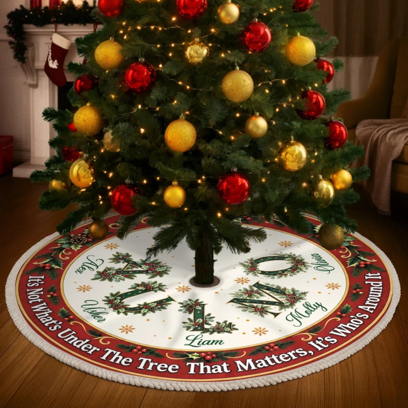Custom Tree Skirt - Personalized Christmas Birthday Gifts For Mom, Dad, Brother, Sister - Gather Around With Love