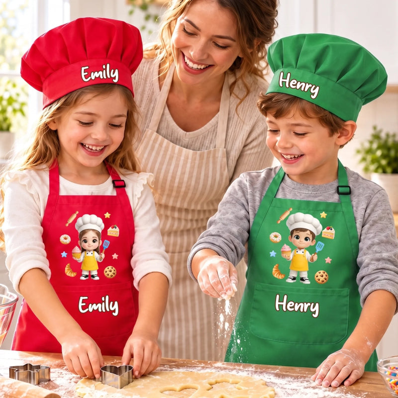 Custom Photo Apron Chef Hat Set - Personalized Birthday Gifts For Kids - Too Sweet To Resist