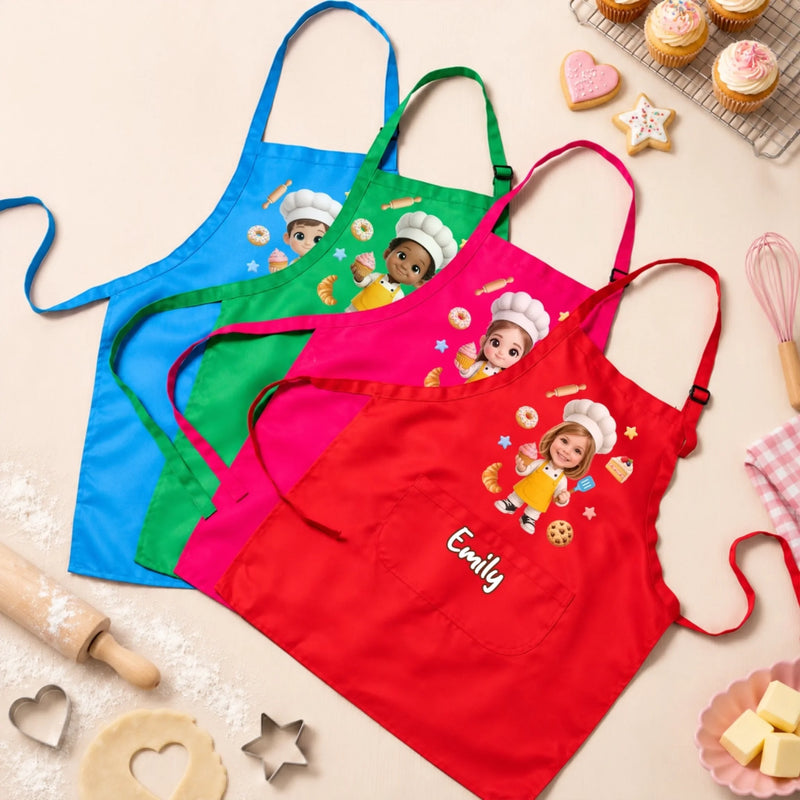 Custom Photo Apron Chef Hat Set - Personalized Birthday Gifts For Kids - Too Sweet To Resist