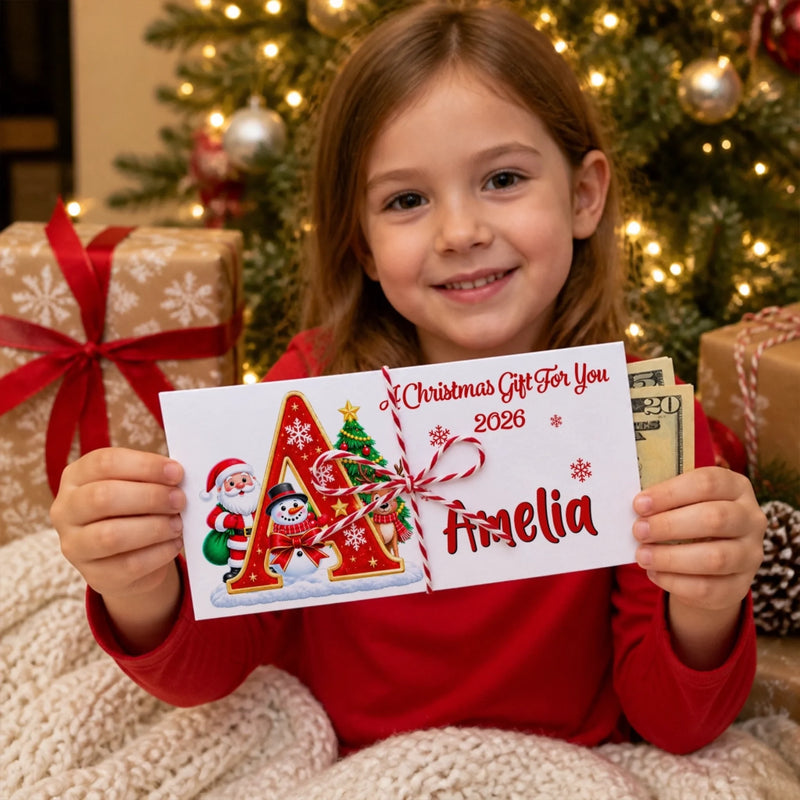 Custom Money Envelop - Personalized Christmas Birthday Gifts For Kids - Little Holiday Cheer