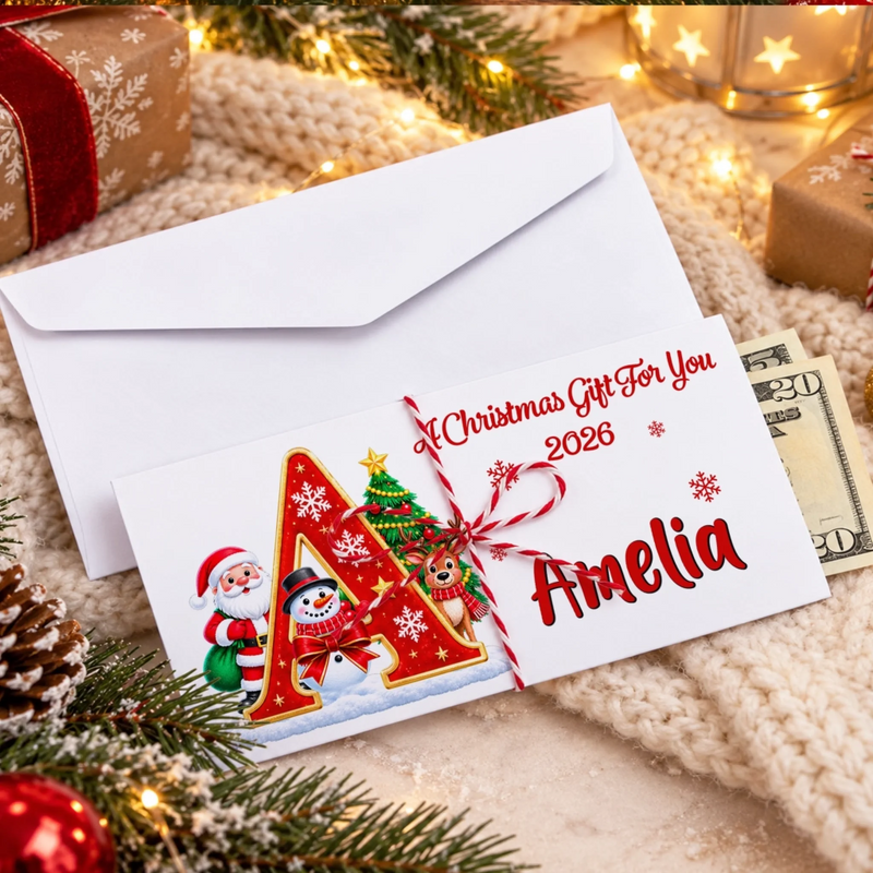 Custom Money Envelop - Personalized Christmas Birthday Gifts For Kids - Little Holiday Cheer