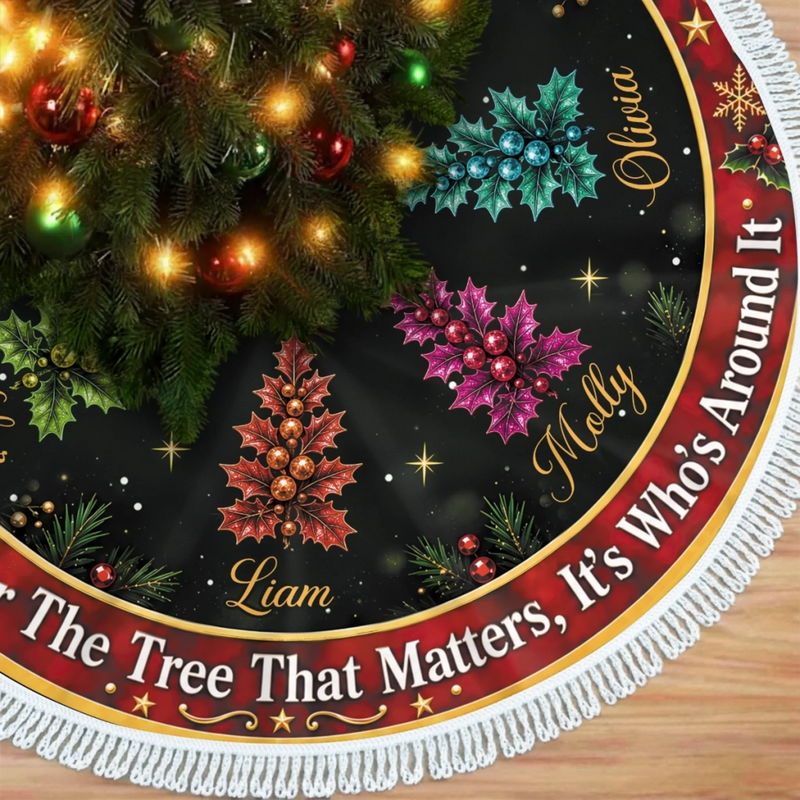 Custom Tree Skirt - Personalized Christmas Birthday Gifts For Mom, Dad, Brother, Sister - The Heart Of Christmas Is Family