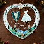 Custom Name First Christmas as Mr & Mrs Gifts - Personalized Ornament