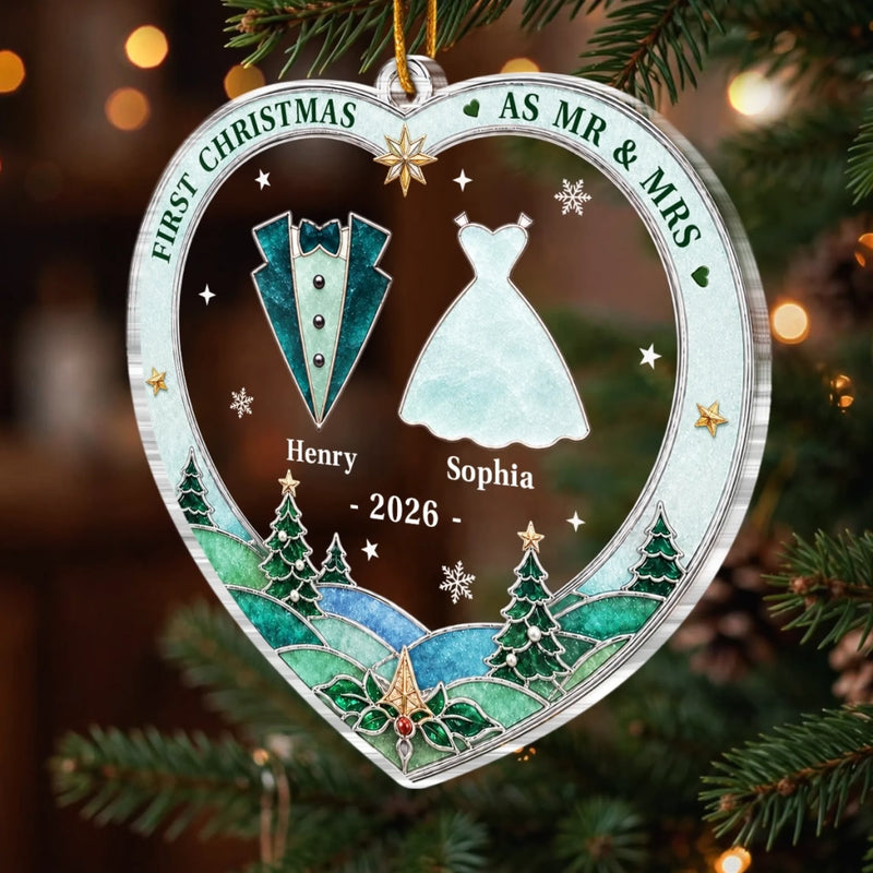 Custom Name First Christmas as Mr & Mrs Gifts - Personalized Ornament